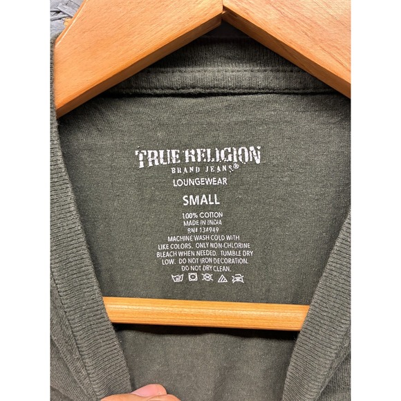 True Religion T-Shirt Women's Size S Green Short Sleeve Logo Graphic Loungewear - Picture 5 of 10
